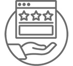 Hand holding application with stars at top